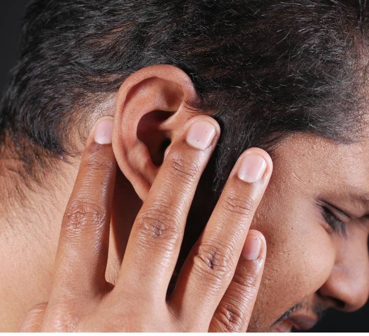 Inflamed parotid gland illustration